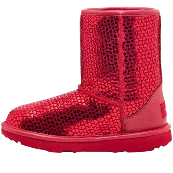 UGG Other - NWOB Ugg Girls Gel Hearts Boots Metallic Red  Size Youth/Womens 5